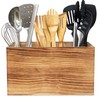 CB Accessories Utensil Holder in Rustic Wood for Farmhouse Kitchen