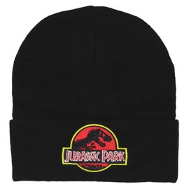Jurassic Park Hat Beanie Embroidered Classic Logo Cuff Knit Beanie Cap Black