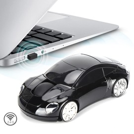 ASHATA Wireless 2.4G Mouse, Cute Car Mouse with USB Receiver, Optical Mice with 1600 DPI for PC, Computer, Laptop, Tablet, with LED Light (Black)