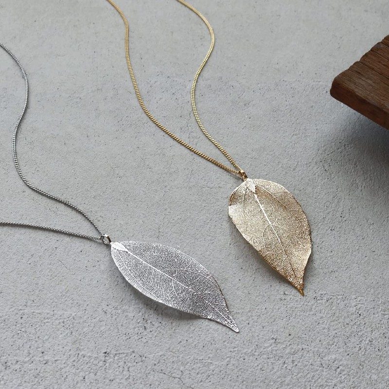 [ジュエル ボックス] JewelVOX ネックレス ニッケルフリー 透かし 立体 リーフ ロング ロングネックレス