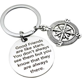 Axmerdal Inspirational Keychain Best Good Friends Keychains Engraved Pole Star Mantra Birthday Jewelry Gift Keychain for Her Women Men