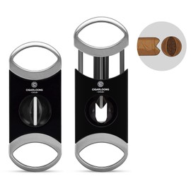 CIGARLOONG Cigar Cutter V-Cutter Stainless Steel Silver Cigar Cutter