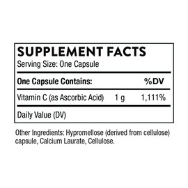 THORNE Ascorbic Acid - 1000 mg Vitamin C Supplement - Supports Healthy Immune Response, Collagen Formation, and Antioxidant Support* - Gluten-Free - 60 Capsules