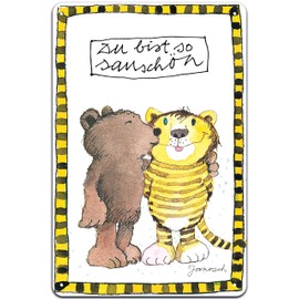 30 x 20 cm Tin Sign Funny Saying Children's Book Motif Suitable for Janosch Fans and Lovers - Du bist so Sauschön