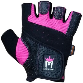 Meister Women's Fit Grip Weight Lifting Gloves w/Washable Amara Leather - Pink - Medium