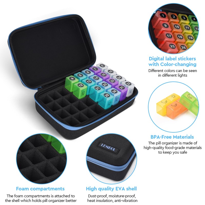Monthly Pill Organizer 2 Times a Day, 30 Day Pill