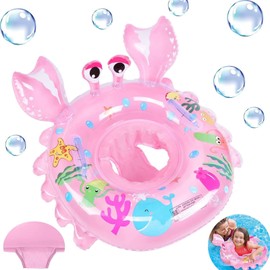 CYCFMYYLY Baby Swimming Float, Inflatable Ring, Swim Bath with Safety Seat and Handle Helps Learn to Kick & for the Age of 3-36 Months(Crab Pink)