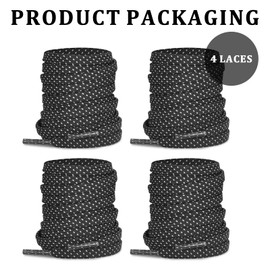 NDTEZUGT 2 Pairs Shoelaces for ON Cloudmonster Sneakers, 7MM Double Polyester Flat Polka Dot Shoe Laces Replacement Strings (Black,63"/160cm)