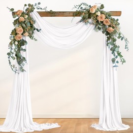 Loopiske 2 Panel White Wedding Arch Draping Fabric 29" x 6.5 Yards Sheer Backdrop Curtains Chiffon Drapery for Wedding Ceremony Birthday Party Ceiling Outdoor Decor