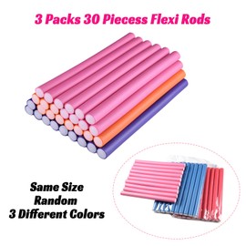 Royota 30PCS 9.45" Flexible Foam Curling Rods, Twist Heatless Hair Rollers for Women, Girls, Long and Short Hair, Sleep-In (0.71 x 9.45 Inch, Random Color)