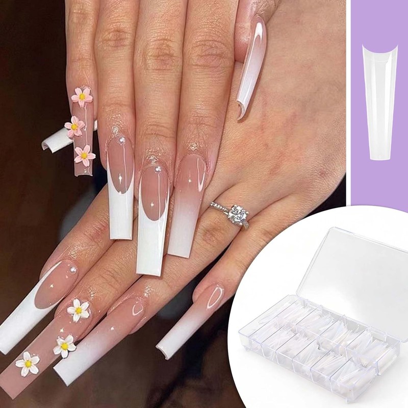 Nivofu 480 Piezas Uñas Postizas Largas y Transparentes, No C