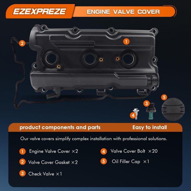 Ezexpreze Pair Engine Valve Covers Compatible with 2005-2019 Nissan Frontier