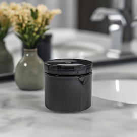 (12 Pack) 2 oz Black Double Wall Plastic Jar with Airtight Lined Lid + Spatulas