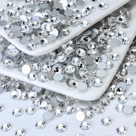 Briskbloom 1440PCS SS4 Flatback Rhinestones, Round Glass Crystal Gems for Nail Art and Craft Clothes, Glue Fix Crystal Clear/White Diamond Stones (1.5-1.7mm)