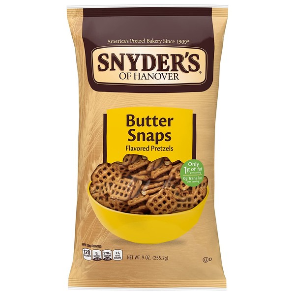 Snyder's of Hanover Pretzels, Butter Snaps, 9 Ounce (Pack of 12)