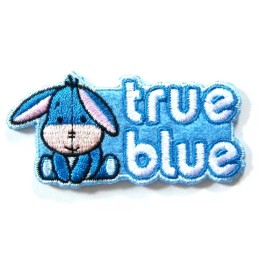 Wright's Cuties True Blue Eeyore 1 3/8 x 2 3/4" Iron On Applique wp-301b