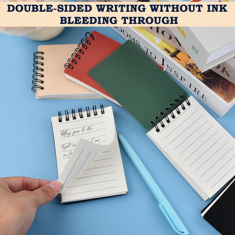 Spiral Notepads, Retro Mini Notepads, A7, 6 Pieces x 80