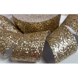 3" CHUNKY GOLD GLITTER SOLID GROSGRAIN CHEER CHEERLEADER TIK TOC TEAM RIBBON