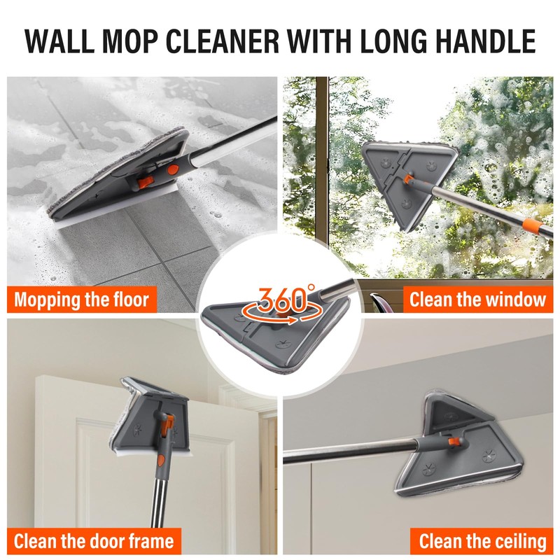 Sayene Baseboard Cleaner Tool with Handle,Wall Cleaner mop with Squeegee,