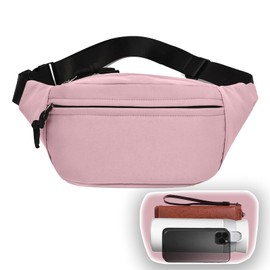 2-Zippers Fanny Pack for Men Women, Large Capacity Waterproof Crossbody Waist Bag with Adjustable Strap, Fashionable Hip Bag for Traveling Outdoors Workout Casual Running