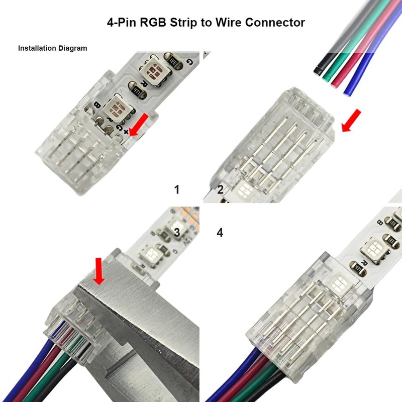 Biantie La 4-Pin LED Strip Connector for 8mm SMD RGB