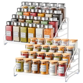 2 Pack Spice Rack Organizer for Cabinet, Depth Adjustable 4 Tier Spice Rack