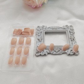 White French Tip Press on Nails Short Medium False Nails Square Fake Nails Nude Full Cover Faux Nails Press ons for Women Daily Wear Simple 24 Pcs