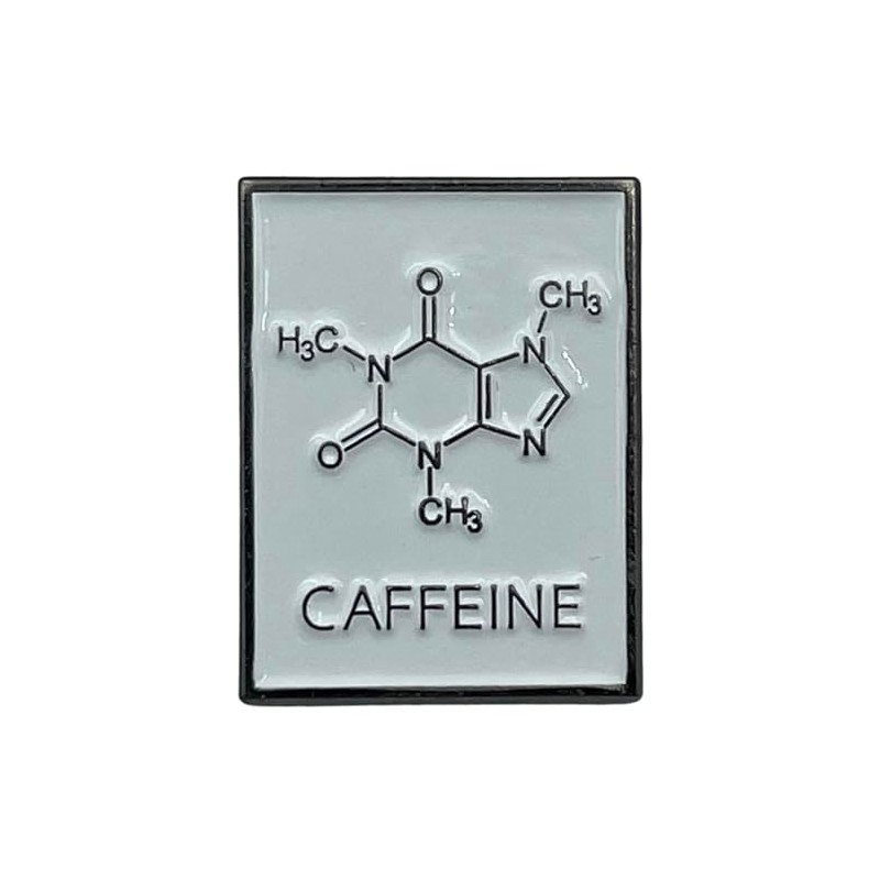 Caffeine Molecule Enamel Pin Badge, White Design, Coffee Metal