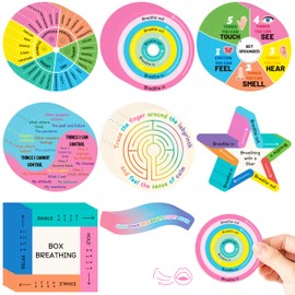 H1vojoxo Textured Anxiety Sensory Stickers - 48PCS Breath Anxiety Sensory Stickers Fidget Textured Stickers Reusable Mindfulness Stickers Anti Stress Tactile Rough Stickers for Kids Teens Classroom