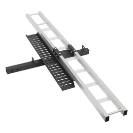 QUEMARQUE 450LBS Aluminum Motorcycle Carrier, Heavy Duty Hitch-Mounted Dirt Bike Rack W/Anti-Tilt Locking Device, Motorcycle Trailer Hitch Carrier with Loading Ramp - Max Tire Width - 4In