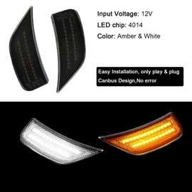 ROCCS LED Amber & White Side Marker Lights Compatible with 2021 2022 2023 2024 GMC Yukon/Yukon XL/Yukon Denali/Chevy Tahoe/Suburban/Escalade/Escalade ESV Front Bumper Turn Singal Light,Smoled Lens
