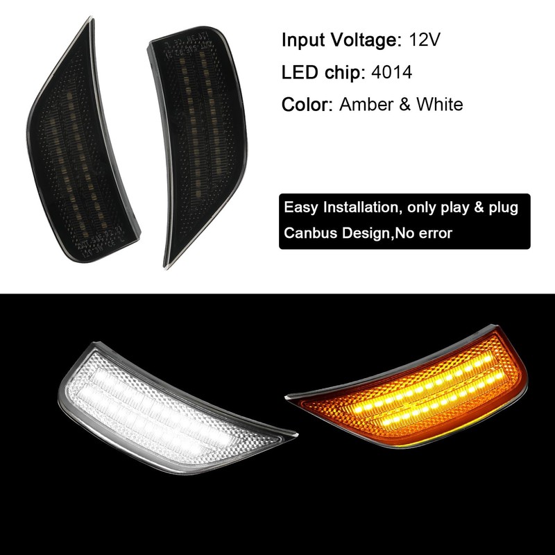 ROCCS LED Amber & White Side Marker Lights Compatible with