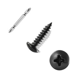 ANCHOREASE M4×16mm Wood Screw 350Pcs, Black Carbon Steel Self Tapping Screws, Truss Head Phillips Fast Self Tapping Screws