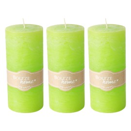 WHW Whole House Worlds 3 Piece Pillar Candle Set, Pop Green, 68 Hours Burn Time, 6.75 Inches Tall