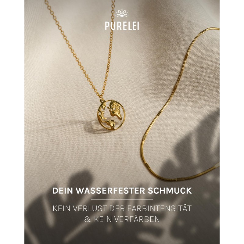 Purelei® World Map Necklace (Gold and Rose Gold) with Pendant