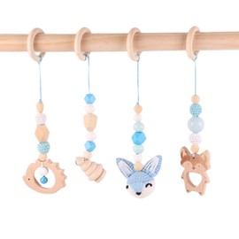 LJSWONLY 4 Pieces Baby Hanging Pram, Hanging Rattle Toy, Baby Gym for Gymnastics Active Toy (Blue)