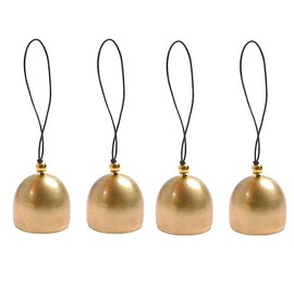 ISHR 4 Pcs Mini Bells Hanging Bell Small Decorative Bell Wind Chimes Metal Vintage Bell Jingle Bell Christmas Ornament Home Christmas (Gold)