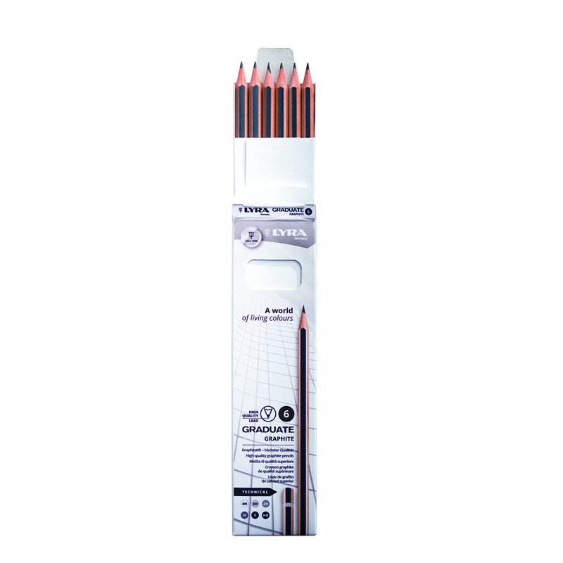 Lyra Graduate Graphite Technical Pencils, Hard Grade Leads, Set of