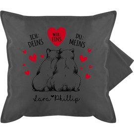 Cushion Cover – Partner Cushion Ideas – Ich Deins Du Meins – Bears – 50 x 50 cm – Grey – for Couple Cushion Valentine's Day We One Cover Are Love Pillow Declaration Love You Cushion Cover
