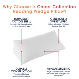Cheer Collection and Plush Wedge Pillow for Reading in Bed or Sleep Elevation