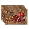 XCHI Fall Football Pumpkin Wood Placemats Set of 4 Table