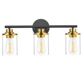 Porphyions Bathroom Light Fixtures,Vanity Lights,Black and Gold Bathroom Lights Over Mirror,Gold Black Vanity Light for Bathroom,20'' Black Gold 3-Light Modern Bathroom Sconce