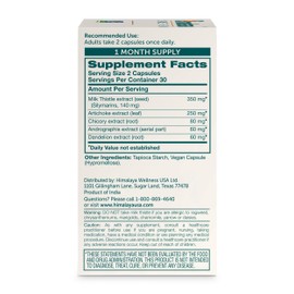 Himalaya Milk Thistle Liver Support Capsules, 60 Count, Silymarin Milk Thistle 350 mg, with Artichoke, Chicory, Andrographis & Dandelion, Supports Liver Function & Cleansing