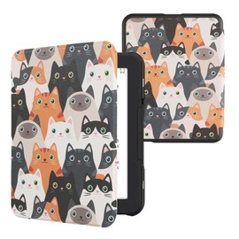 kwmobile Case Compatible with Barnes & Noble Nook Glowlight 4 / 4e Case - eReader Cover - Cats Orange/Black/White