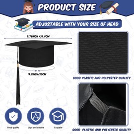 Sureio 12Pcs Kids Graduation Cap 2025 Preschool Graduation Caps Bulk Kindergarten Grad Hat Shiny Grad Hat with Tassel for Kid(Black)