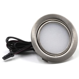 vislux LED Recessed Spotlight 12 V 3000 K Warm White 3 W Recessed Spotlights LED Flat 12 V/230 V 190 LM Bore Hole 55-60 mm and 16 mm Flat Furniture Recessed Spotlights with 1.8 m Cable Brushed