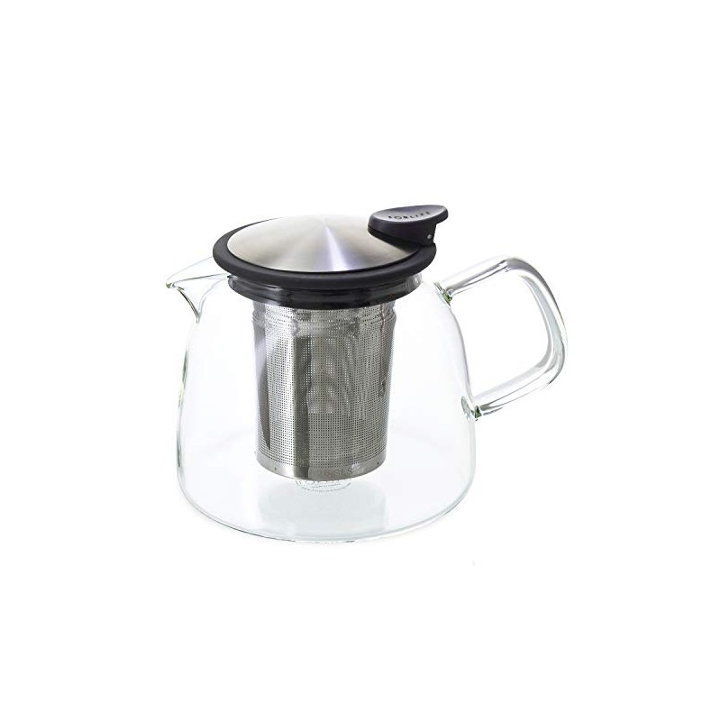 Forlife Bell Glass Teapot with Basket Infuser, 24-Ounce/730ml, Black Graphite