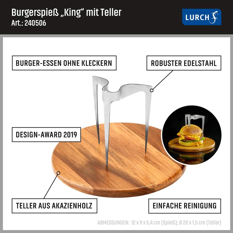 Lurch King 240506 Burger Skewer Stainless Steel with Plate Diameter