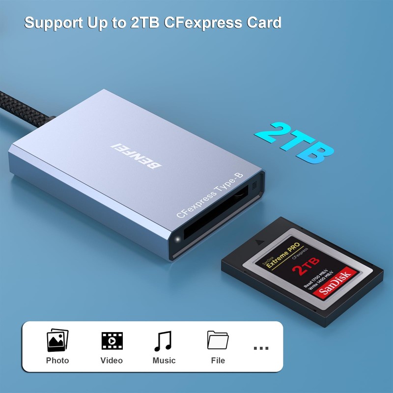 BENFEI CFexpress Card Reader 10Gbps, USB-C/USB-A 2-in-1 Type B CFexpress
