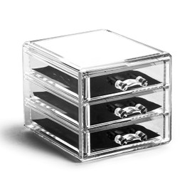 BINO THE MANHATTAN SERIES Acrylic Makeup Drawer Organizer- 2 Drawer Small | Clear Beauty Organizers and Storage| Cosmetic & Makeup Drawer| Home Organization| Jewelry & Vanity Accessories Drawer